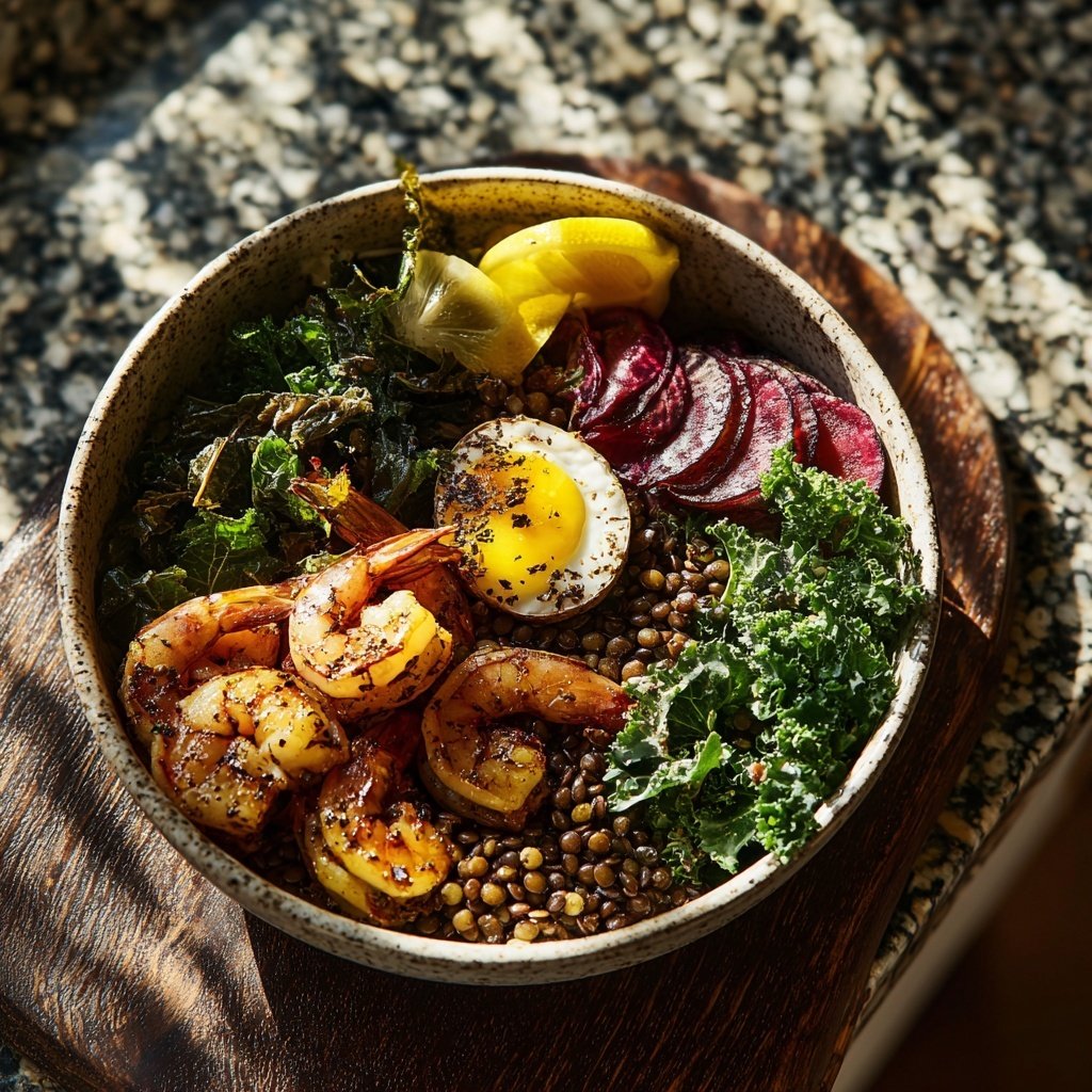 Lentil and Shrimp Veggie Bowl