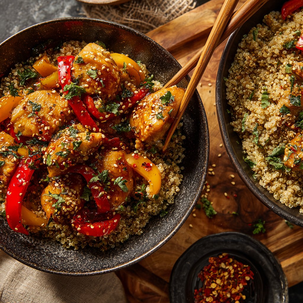 Honey Garlic Chicken Quinoa Bowl